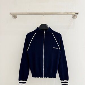 Miu Miu Track Blue Jacket with White Accents